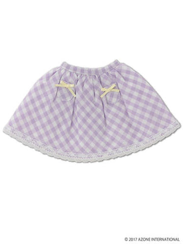 Doll Clothes - Kinoko Planet - Little Pocket Skirt - Purple Check (Azone)