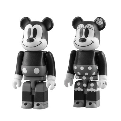 BE@RBRICK Mickey Mouse + Minnie Mouse (black & white Ver.) set