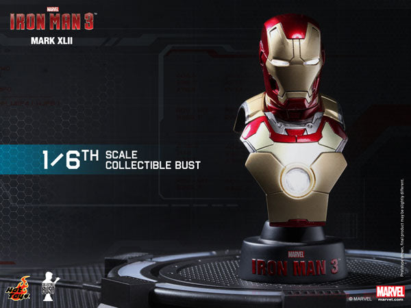 Hot Toys Bust "Iron Man 3" 1/6 Scale Deluxe Set with Mark 42 (Battle Damaged Version) Bonus Bust