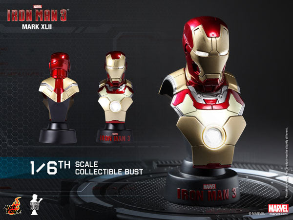 Hot Toys Bust "Iron Man 3" 1/6 Scale Deluxe Set with Mark 42 (Battle Damaged Version) Bonus Bust