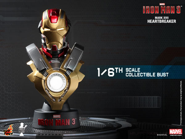 Hot Toys Bust "Iron Man 3" 1/6 Scale Deluxe Set with Mark 42 (Battle Damaged Version) Bonus Bust