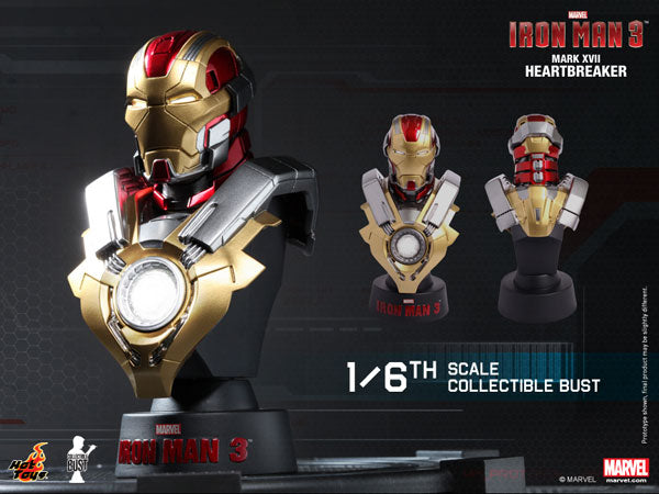 Hot Toys Bust "Iron Man 3" 1/6 Scale Deluxe Set with Mark 42 (Battle Damaged Version) Bonus Bust