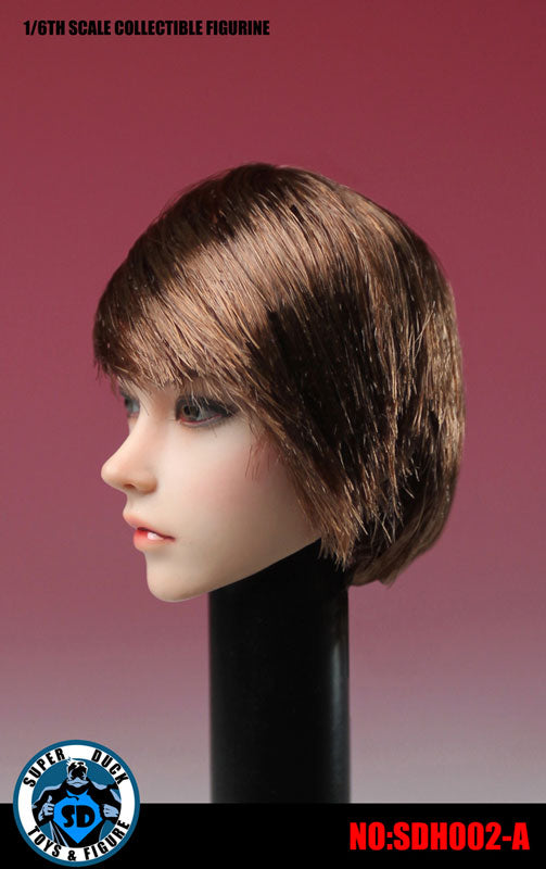 1/6 Asian Female Head 002 Brown Short　