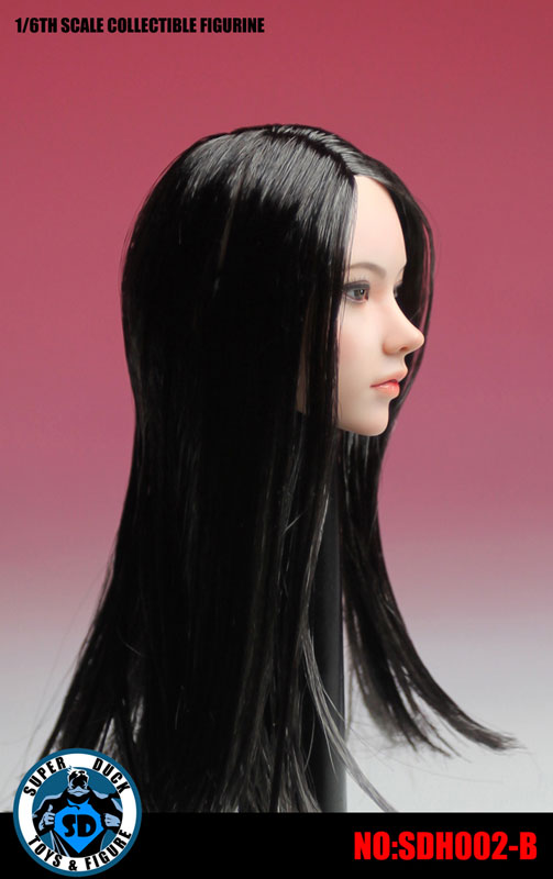 1/6 Asian Female Head 002 Black Long Straight　