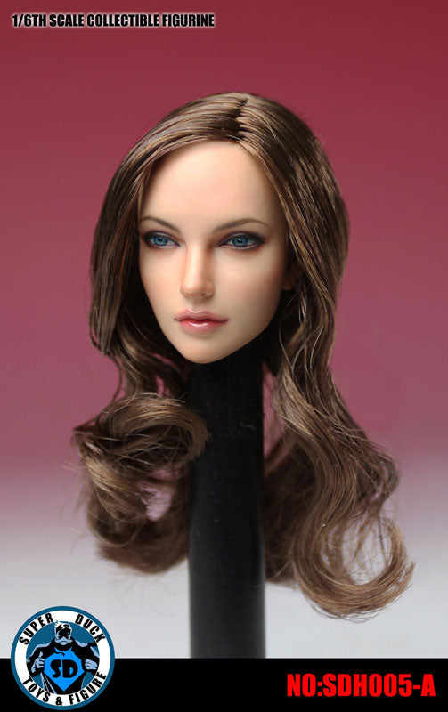 1/6 Western Female Head 005 Brown Hair Long Curl　