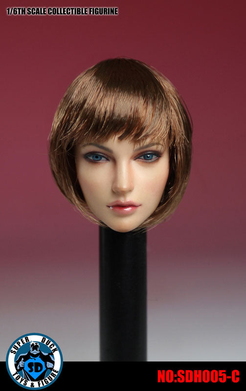 1/6 Western Female Head 005 Brown Hair Short　