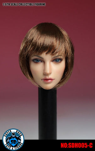 1/6 Western Female Head 005 Brown Hair Short　