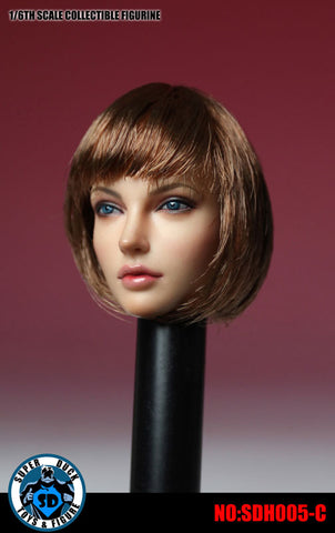 1/6 Western Female Head 005 Brown Hair Short　