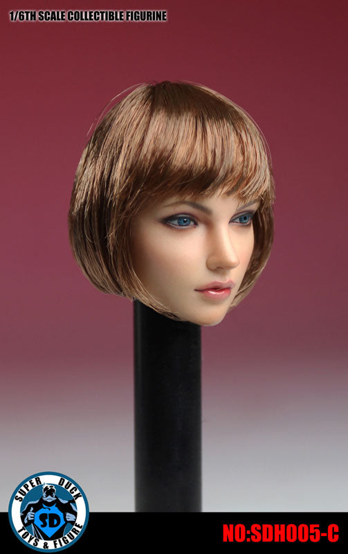 1/6 Western Female Head 005 Brown Hair Short　