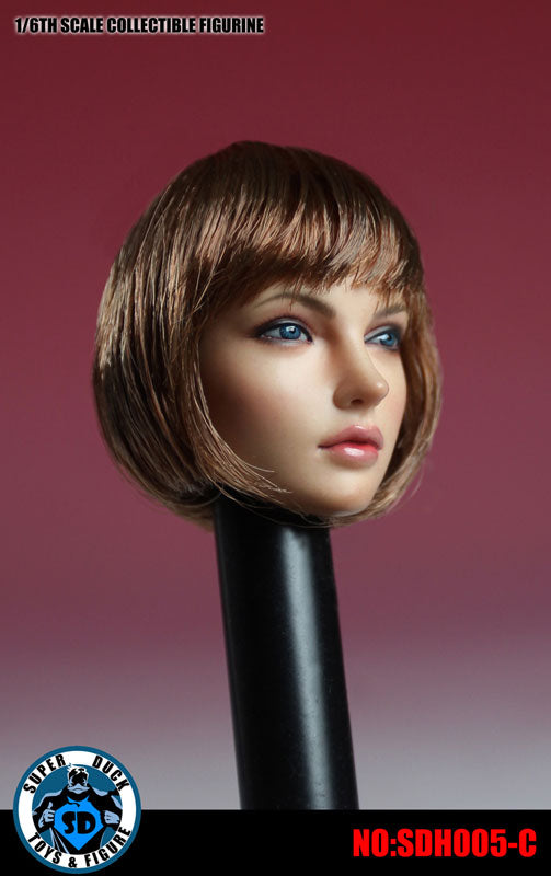 1/6 Western Female Head 005 Brown Hair Short　