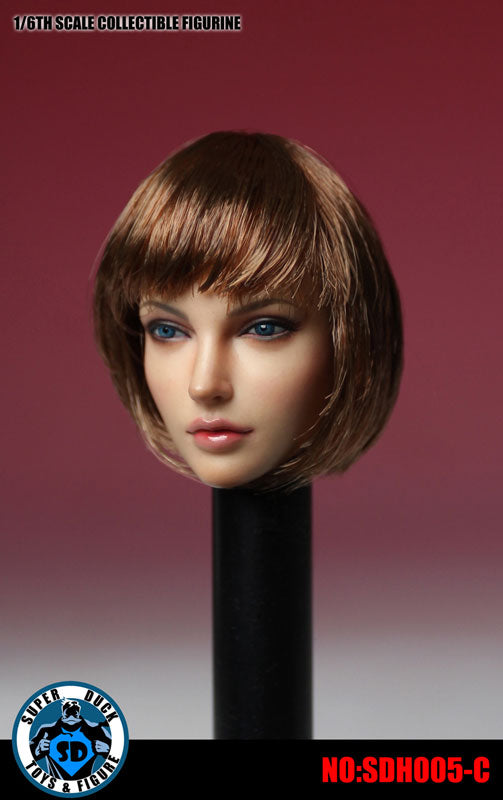 1/6 Western Female Head 005 Brown Hair Short　