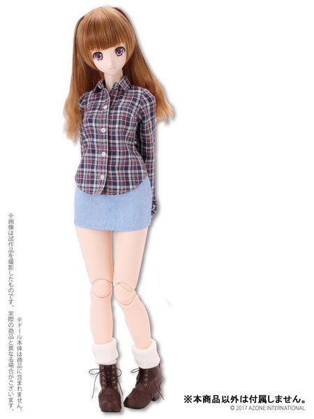 48cm/50cm Doll Wear - AZO2 Checkered Shirt / Blue Checks (DOLL ACCESSORY)