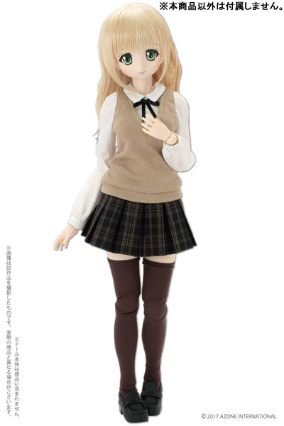 48cm/50cm Doll Wear - AZO2 Round Collar Classical School Girl Set / Beige x Black (DOLL ACCESSORY)