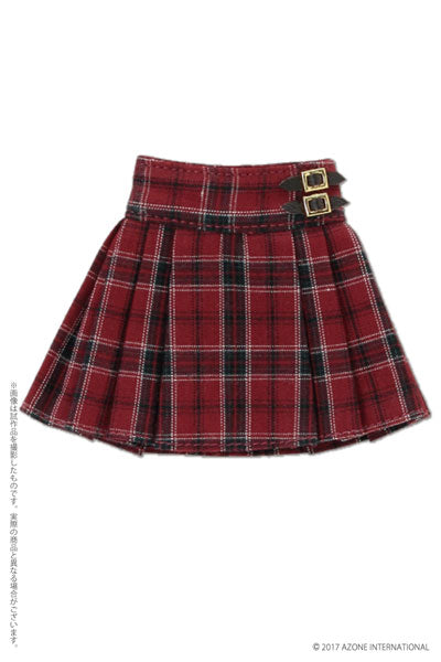 Doll Clothes - Pureneemo Original Costume - PureNeemo XS Size Costume - Preppy Pleated Skirt - 1/6 - Red (Azone)