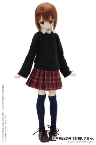 Doll Clothes - Pureneemo Original Costume - PureNeemo XS Size Costume - Preppy Pleated Skirt - 1/6 - Red (Azone)