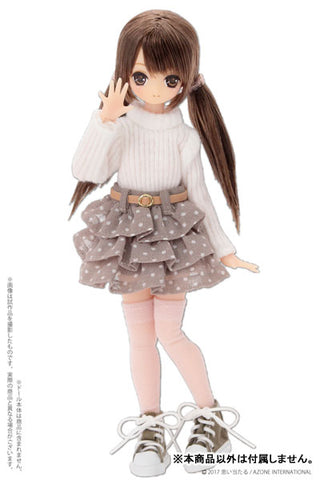 Picco Neemo Wear 1/12 Turtle Knit & Skirt with Belt Set / White x Beige (DOLL ACCESSORY)