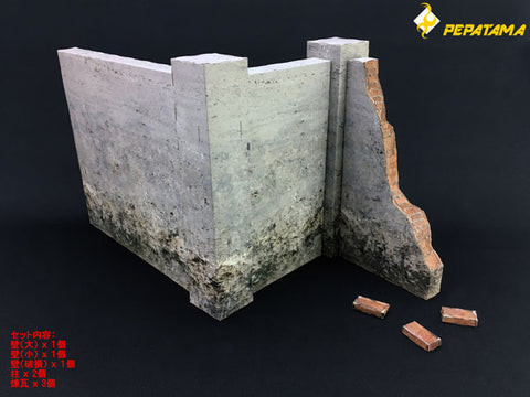 1/12 PEPATAMA Series M-001 Paper Diorama Wall Set A / Mortar Bricks