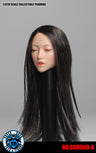 1/6 Asian Female Head 009 Closed Eyes Black Hair Long Straight　