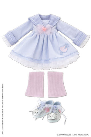 Doll Clothes - Kinoko Planet - Hatsukoi Otome Sailor One-piece Dress Set - Purple Mix (Azone)