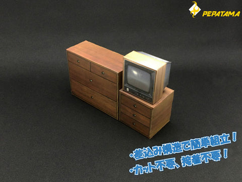 1/12 PEPATAMA Series - M-003 Paper Diorama Furniture Set A: Shouwa Style