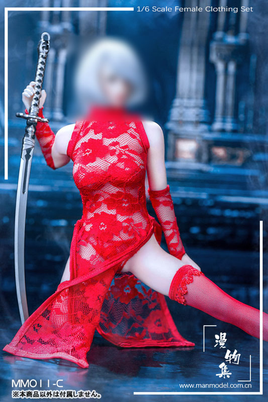 1/6 Sexy Lace -Chinese Dress Set / Red (DOLL ACCESSORY)　