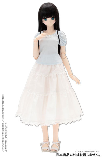 48cm/50cm Doll Wear - AZO2 Early summer Dress Set / White x Light Blue (DOLL ACCESSORY)