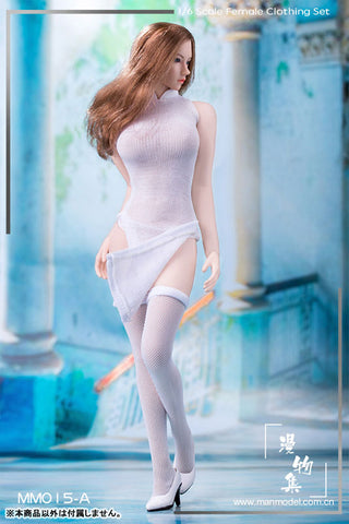 1/6 Sexy High-slit See-through China Dress Set / White (DOLL ACCESSORY)(Provisional Pre-order)　