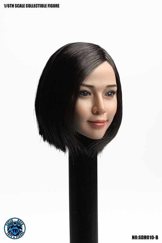 1/6 Asian Female Head 010 Black Hair Bobbed　