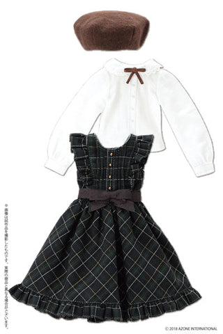 Doll Clothes - Pureneemo Original Costume - Classical Check Jumper Dress Set - 1/6 - Green x White Check (Azone)