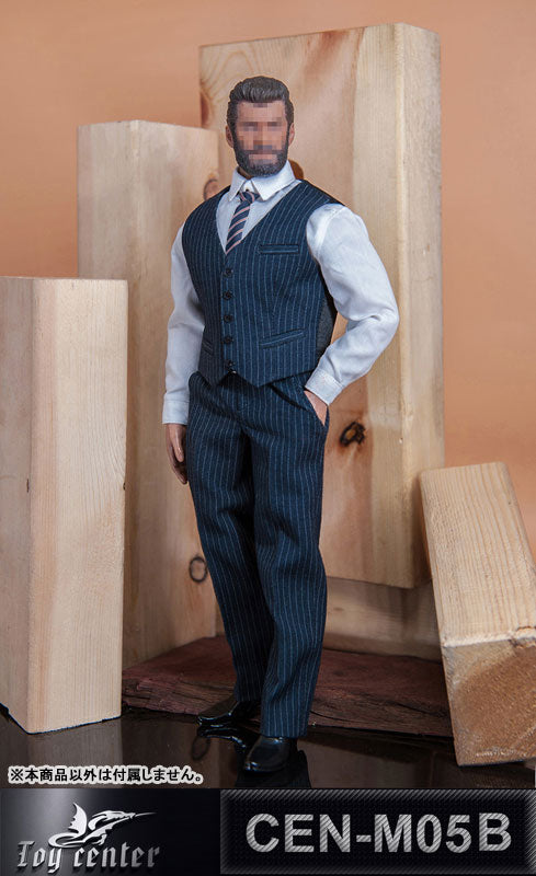 1/6 Gentleman Stripe Suit Set Dark Blue for Massive (DOLL ACCESSORY)(Provisional Pre-order)