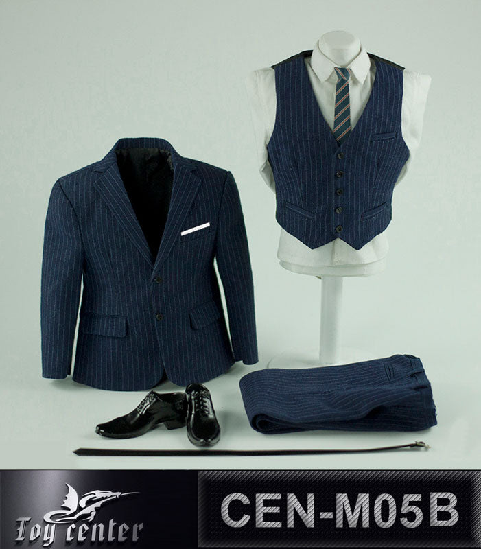 1/6 Gentleman Stripe Suit Set Dark Blue for Massive (DOLL ACCESSORY)(Provisional Pre-order)