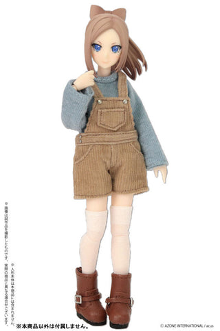 Doll Clothes - Picconeemo Costume - Hokkori Salopette Set - 1/12 - Blue x Light Brown (Azone)