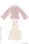 Doll Clothes - Picconeemo Costume - Hokkori Salopette Set - 1/12 - Pink x White (Azone)