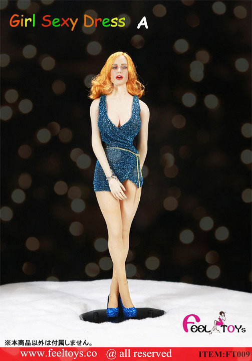 1/6 Sexy Party Dress A Blue (FT-009A) (DOLL ACCESSORY)