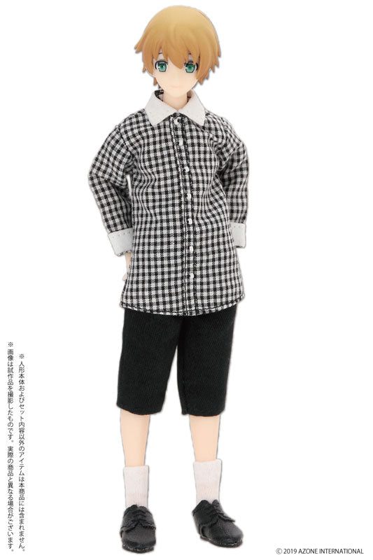 Doll Clothes - Picconeemo Costume - Long Shirt - 1/12 - Black Gingham x White (Azone)