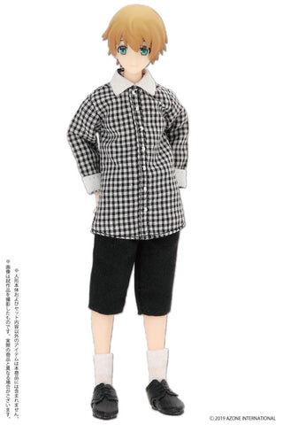 Doll Clothes - Picconeemo Costume - Long Shirt - 1/12 - Black Gingham x White (Azone)