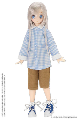 Doll Clothes - Picconeemo Costume - Long Shirt - 1/12 - Sax Gingham x White (Azone)