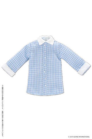 Doll Clothes - Picconeemo Costume - Long Shirt - 1/12 - Sax Gingham x White (Azone)