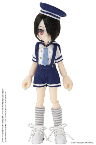 Doll Clothes - Picconeemo Costume - Marine Overall Shorts Set - 1/12 - Navy x White (Azone)