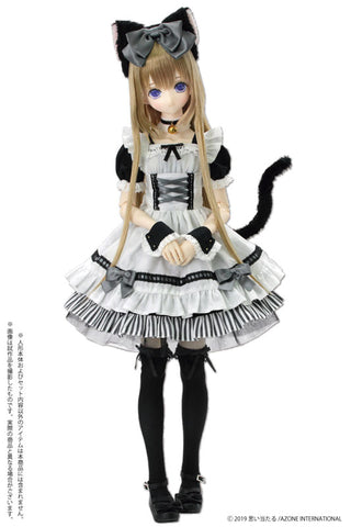 50cm Collection - Doll Clothes - May Night Mischievous Cat Maid Set - Black X light gray (Azone)