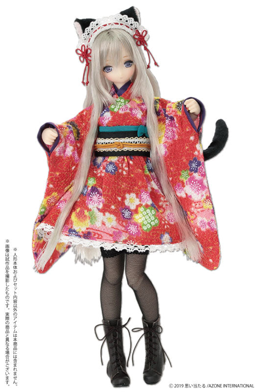 1/6 Pure Neemo Wear PNS Cat-eared Japanese Style Maid Set III Red (DOLL ACCESSORY)