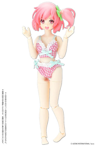 Picco Neemo Wear 1/12 Gingham Check Bra & Shorts Set Pink (DOLL ACCESSORY)