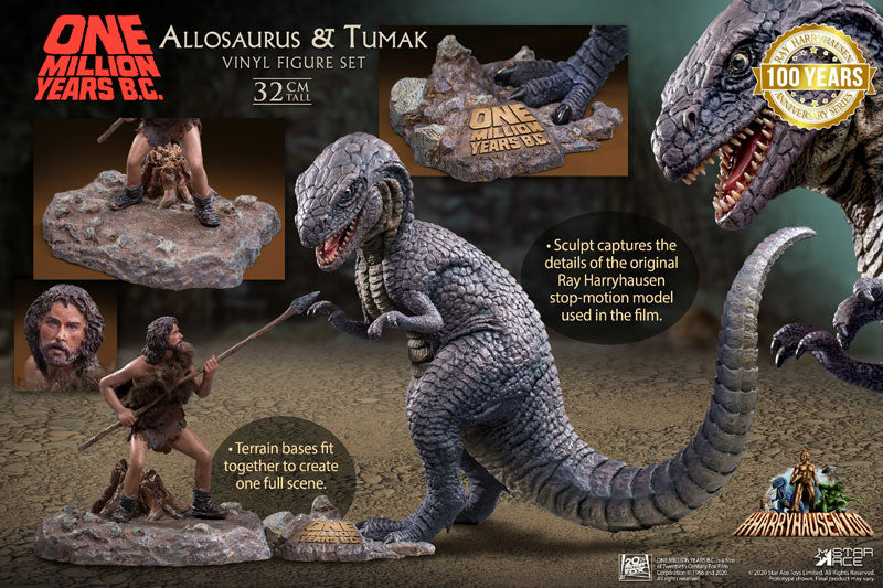 "One Million Years B.C." Allosaurus vs. Tumak Sofubi Figure Set