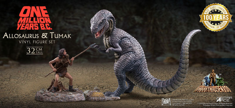 "One Million Years B.C." Allosaurus vs. Tumak Sofubi Figure Set