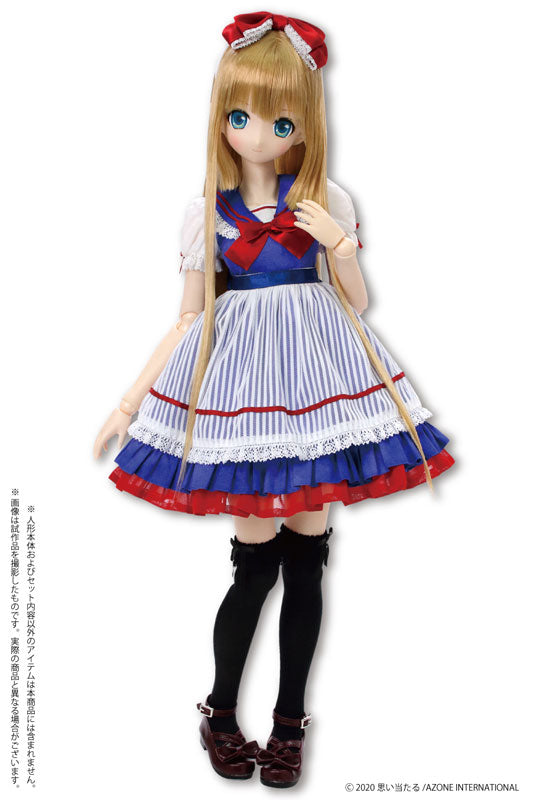 1/3 Scale 45 Sweet Sailor One-piece Dress Set Blue x Red Ribbon (DOLL ACCESSORY)