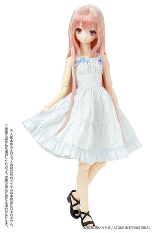 1/3 Scale 50 Fluffy-Soft Cardigan & Camisole One-piece Dress set II White x Light Blue (DOLL ACCESSORY)