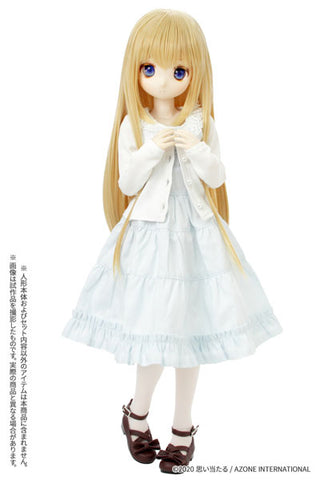 1/3 Scale 50 Fluffy-Soft Cardigan & Camisole One-piece Dress set II White x Light Blue (DOLL ACCESSORY)