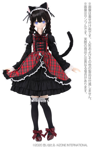 1/3 Scale 45 Cat Ears Gothic Jumper Skirt set Red Check x Black (DOLL ACCESSORY)