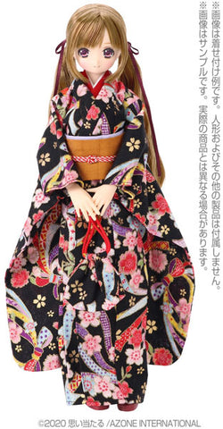 1/6 Pure Neemo Wear PNM Kimono set -Cherry Blossom Poetry- Black (DOLL ACCESSORY)