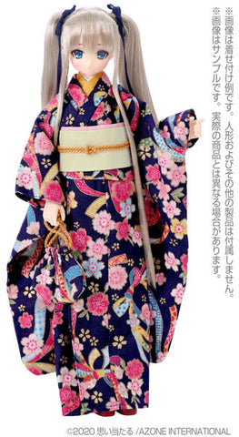 1/6 Pure Neemo Wear PNM Kimono set -Cherry Blossom Poetry- Navy Blue (DOLL ACCESSORY)